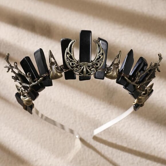 Fairy Crystal Crow Skull Crown